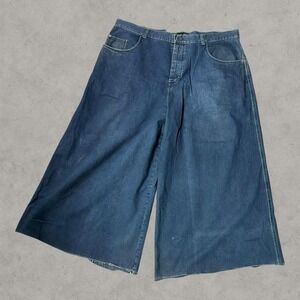 Kikwear Jeans Men 42x28 Blue Y2K Baggy Wide Leg Raver Grunge Embroidered Hip Hop